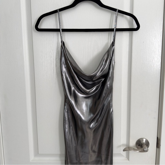 Michael Costello Silver Trisha Evening Gown - Picture 4 of 6